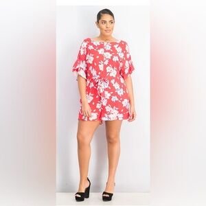 French Connection Red Floral Romper‎ Size 12